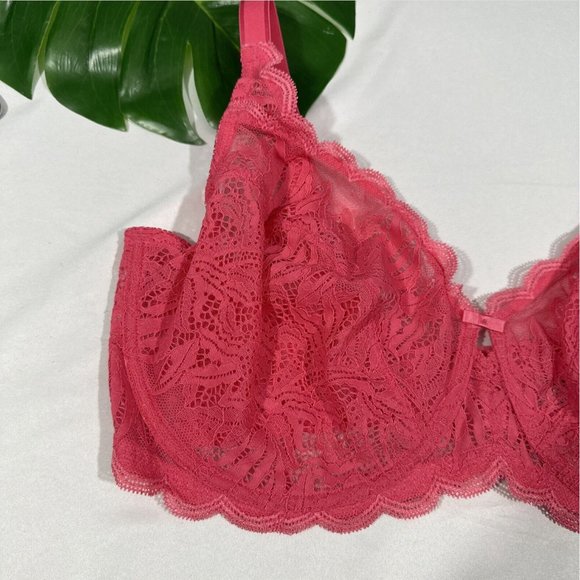 NWT Paramour‎ [ 40H ] Peridot Unlined Lace Bra in Honeysuckle Pink - Picture 4 of 16